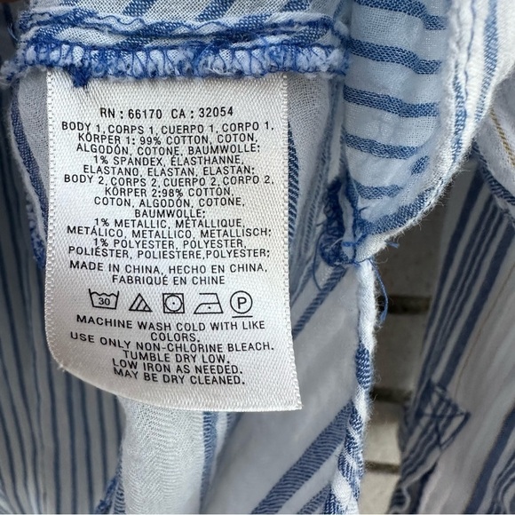 Anthropologie Holding Horses Mimi Pieced Wrap Tunic Blue White Stripe - Picture 11 of 13